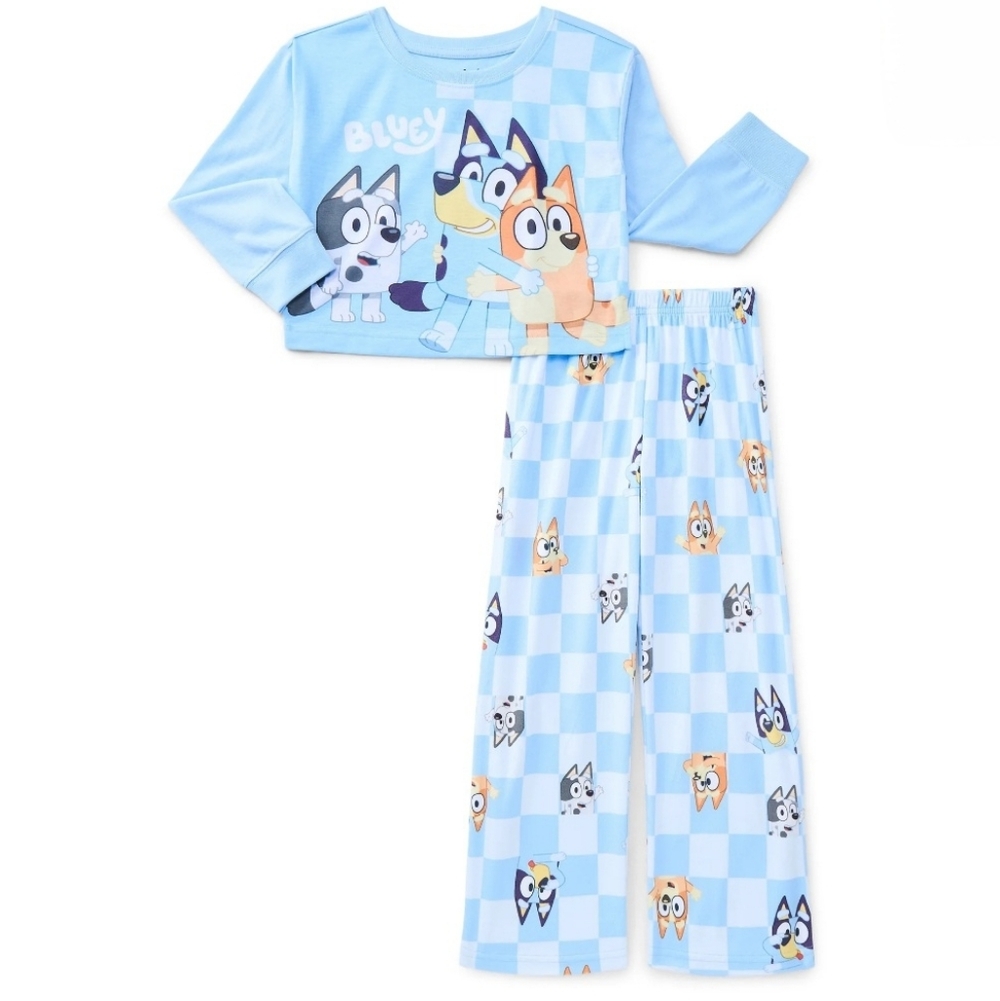 Bluey & Bingo Kids Girls Crew Neck Long Sleeve Tops and Pants Pajama Set 2 piece